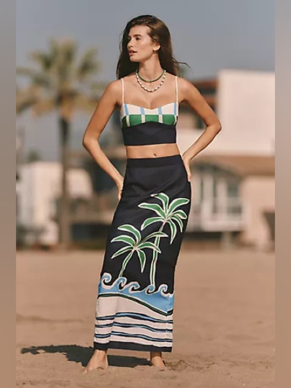 2 Pc Matching Set Cala de la Cruz x Anthropologie Lorenza Top Magda Maxi Skirt